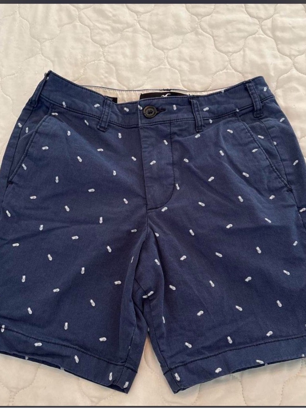 Hollister Navy Shorts with White Micro Print